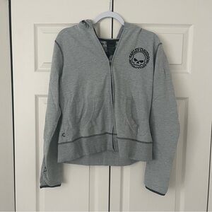 Harley-Davidson women’s Gray Zip-Up Hoodie size xl embroidered jacket